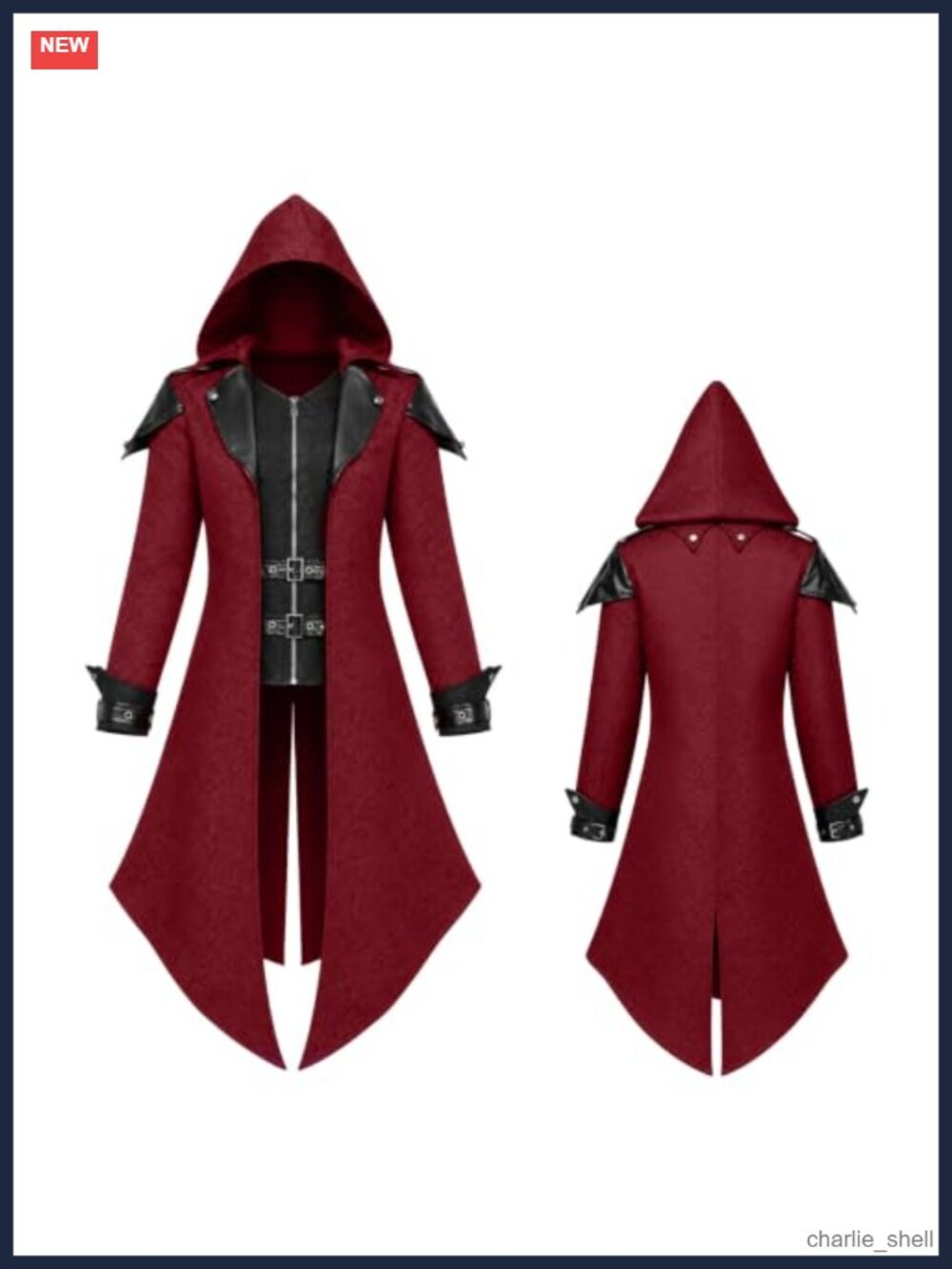 Men's Medieval Steampunk Hooded Tailcoat Jacket Gothic Assassin Costume